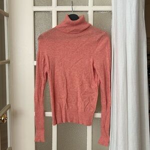 Cashmere Turtleneck Sweater in Coral Pink